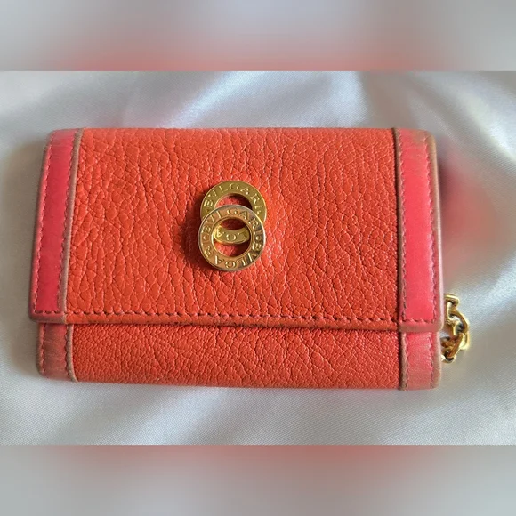 BVLGARI Orange Leather Wallet with Gold Emblem - Picture 1 of 11